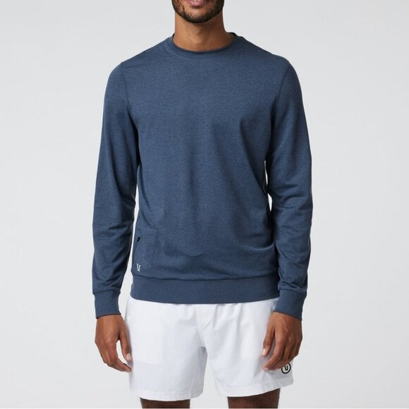 [L]Vuori Peloton Ponto Performance Crew Blue L/S Shirt